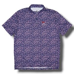 US Open LACC 123rd Golf Polo Shirt Mens XL Navy Pink Floral Cherry Blossom LACC